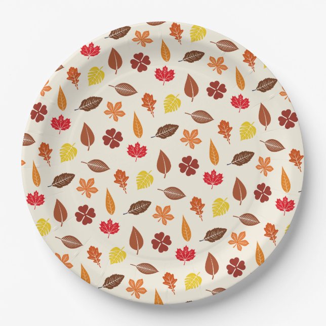 Plato De Papel Acogedoras hojas otoñales (Anverso)