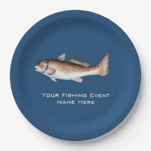 Plato De Papel Acontecimiento de la pesca de los salmones