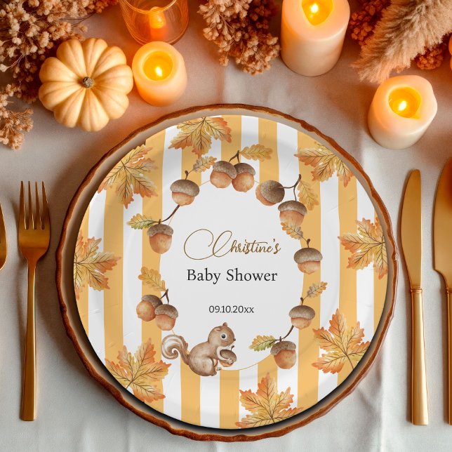 Plato De Papel Acorns and Squirrel Fall Plaids Baby Shower (Subido por el creador)