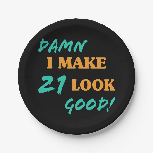 Plato De Papel Actitud de cumpleaños 21 sarcástica (Anverso)