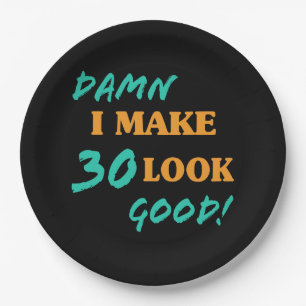 Plato De Papel Actitud Sarcástica de cumpleaños número 30