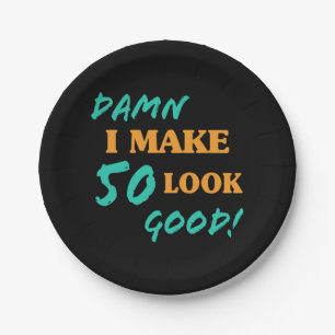 Plato De Papel Actitud Sarcástica de cumpleaños número 50