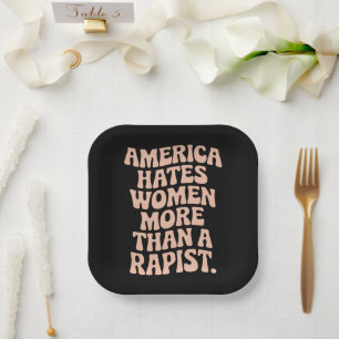 Plato De Papel Activista Feminista de la Protesta Anti Trump Anti