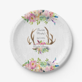 Plato De Papel acuarela Antler Boho
