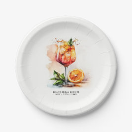 Plato De Papel Acuarela Aperol Spritz Bridal Shower