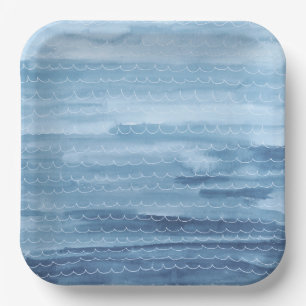 Plato De Papel Acuarela bajo placas de papel marino