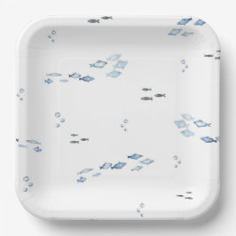 Plato De Papel Acuarela bajo placas de papel marino