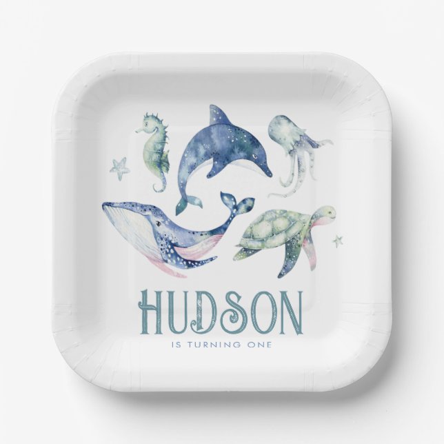 Plato De Papel Acuarela bajo placas de papel marino (Anverso)