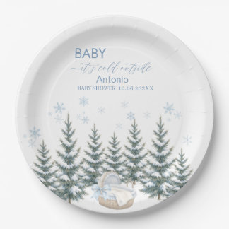 Plato De Papel Acuarela Bebé hace frío afuera baby shower