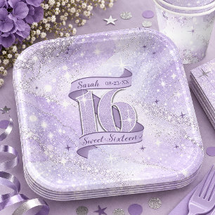 Plato De Papel Acuarela Brillante Dulces 16 Violeta ID1333 ID1333