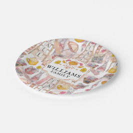 Plato De Papel Acuarela Caída Elementos pintados de mano Personal