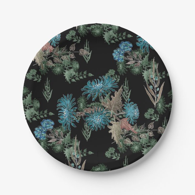 Plato De Papel Acuarela , crisantemo (Anverso)