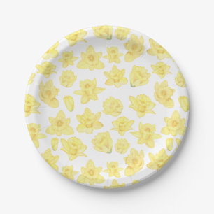 Plato De Papel Acuarela Daffodil Ditzy Floral
