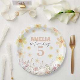 Plato De Papel Acuarela Daisy Birthday