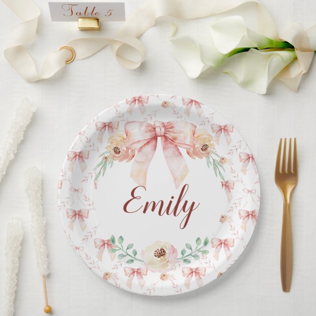 Plato De Papel acuarela de arco de coqueta (Boda)