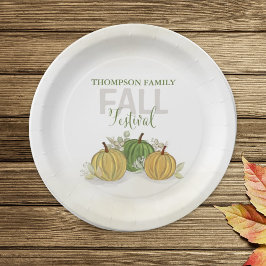 Plato De Papel Acuarela de calabaza Elegante Festival de Otoño de