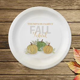 Plato De Papel Acuarela de calabaza Elegante Festival de Otoño de