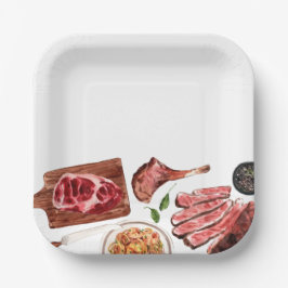 Plato De Papel Acuarela de carne de filete