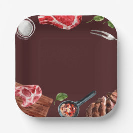 Plato De Papel Acuarela de carne de filete