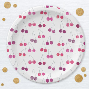 Plato De Papel Acuarela de Cereza