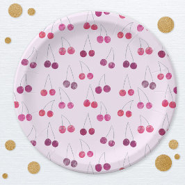 Plato De Papel Acuarela de Cereza