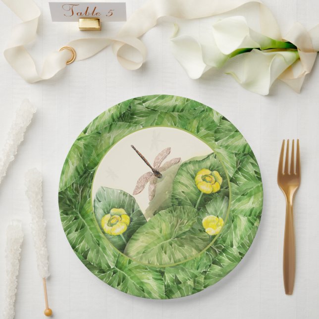 Plato De Papel acuarela de lirio (Boda)