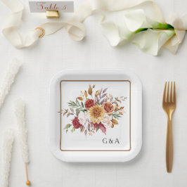 Plato De Papel Acuarela de otoño