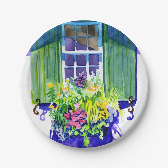 Plato De Papel acuarela de Windowbox (Anverso)