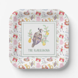 Plato De Papel Acuarela Doce días de Navidades personalizados