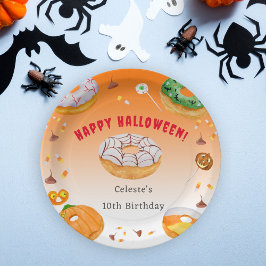 Plato De Papel Acuarela Donut-licioso Candy de Halloween Gracias