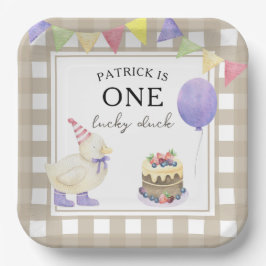 Plato De Papel Acuarela Duckling 1º cumpleaños