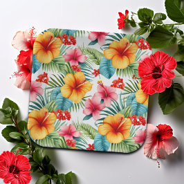 Plato De Papel Acuarela exótica floral hawaiana