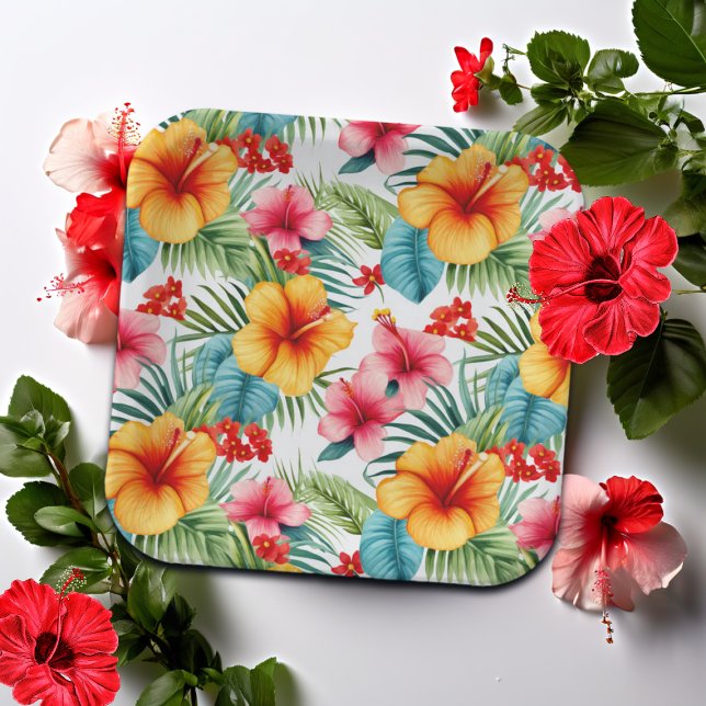Plato De Papel Acuarela exótica floral hawaiana (Subido por el creador)