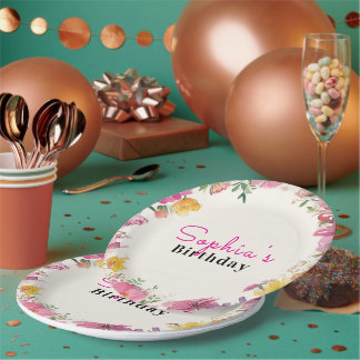 Plato De Papel Acuarela Floral