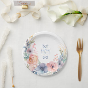 Plato De Papel Acuarela floral botánico romántico