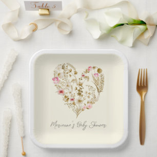 Plato De Papel Acuarela Floral Cebolla En Bloom Baby Shower