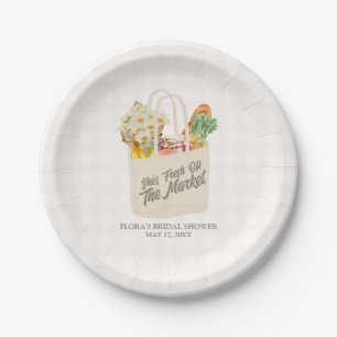 Plato De Papel Acuarela fresca fuera del mercado ducha de novias