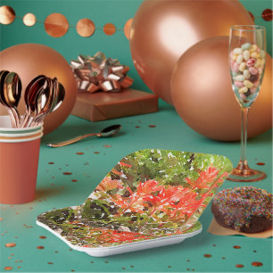 Plato De Papel Acuarela india del WildFlower de la brocha