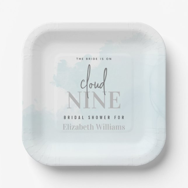 Plato De Papel Acuarela La Novia Está En La Ducha Novial Nueve (Anverso)