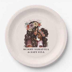 Plato De Papel Acuarela Madre negra e hija (4)