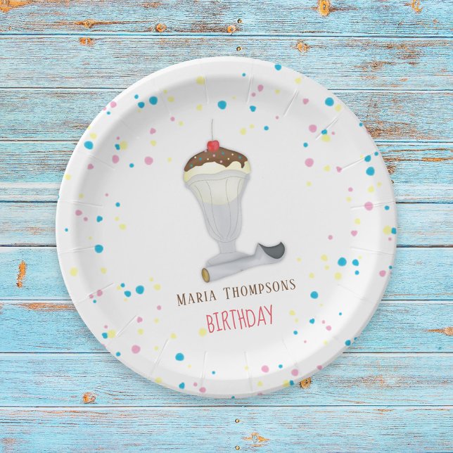 Plato De Papel Acuarela Moderna Rústica Cuta Helada Sundae (Subido por el creador)