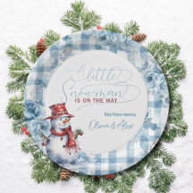 Acuarela Muñeco de Nieve Invierno Niño Baby Shower