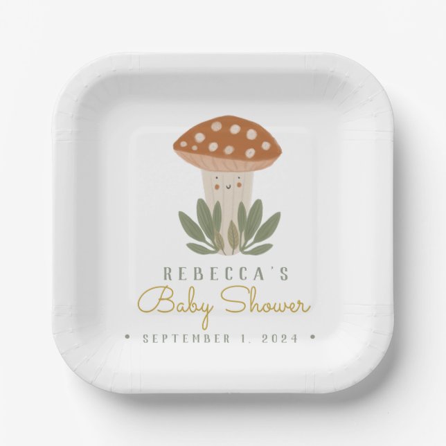 Plato De Papel Acuarela Napkins Little Mushroom (Anverso)