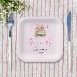 Plato De Papel Acuarela Nuevo Capítulo Comienza ducha de bebé