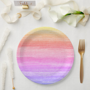 Plato De Papel Acuarela Ombre Neon, Abstracto De Seagras