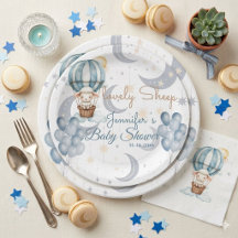 Acuarela Ovejas Celestiales y Globos Baby Shower