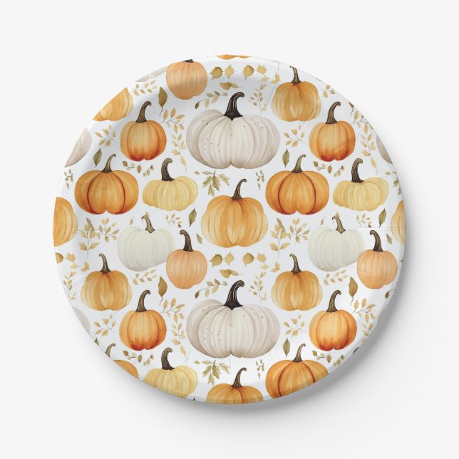 Plato De Papel Acuarela Pequeña Calabaza Patentada (Anverso)