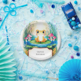 Plato De Papel Acuarela Pequeña Rana Cumpleaños