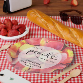 Plato De Papel Acuarela Pequeño melocotón en camino a la ducha de