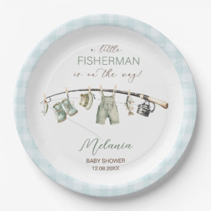Plato De Papel Acuarela Pequeño Pescador baby shower